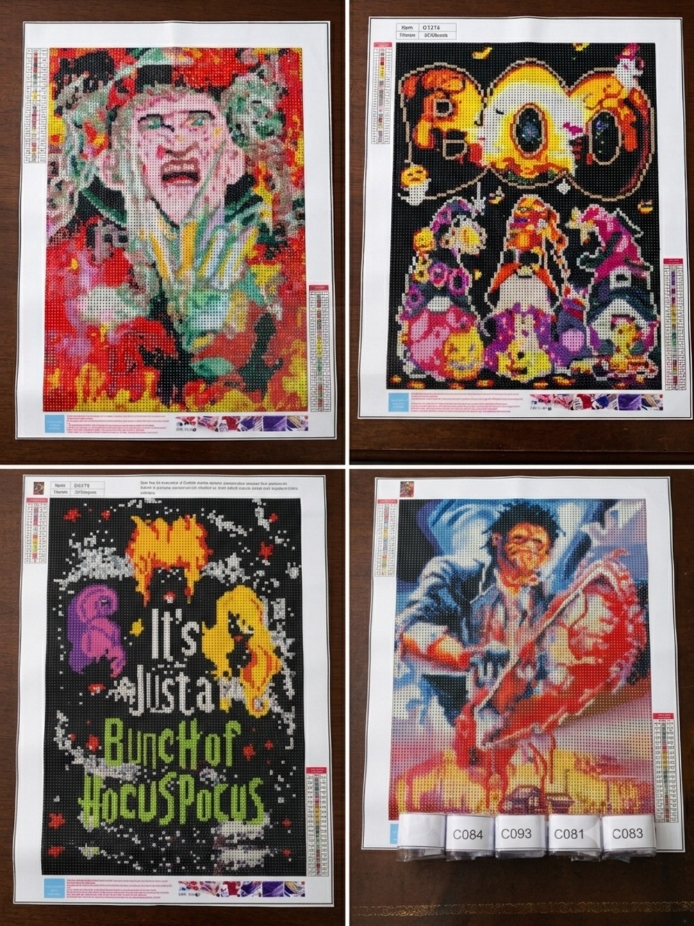 ⁠4-Pack Halloween Movie & Spooky Theme Full Drill Diamond Painting Art Craft Kit
